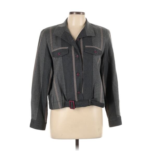 VTG Rene Portier Grey Stripe Bomber Jacket Retro 12 - Picture 1 of 3